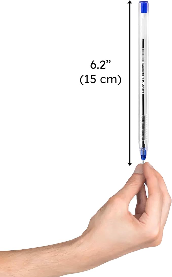 Blue Ballpoint Pens,1.0 mm Medium Point, Blue Pens, Ergonomic Triangle Grip, Smooth Writing, 150-Count Pack of Bulk Pens