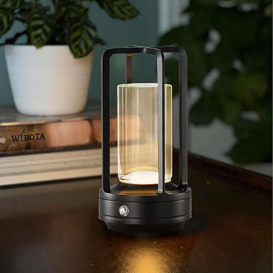 cordless led table lamp,klarako crystal lantern,outdoor table light,auge light Portable Metal Table Lamp for Indoor/Outdoor, 3 Colour4000mA Dimming Battery Powered Small Desk Lamp Bar/Camping-Black