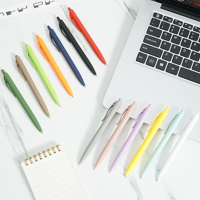 BallPoint Pens, 50 Pack (BLACK Ink),Bulk Pens, White Barrel,Click Pens for Office Home and School, Retractable Ballpoint Pens, Medium Point, 1.00MM (White)