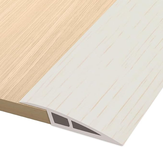 Vinyl Door Threshold Flooring Transition Strip Self Adhesive Carpet Edging Strip for Laminate Doorway Edge Threshold from 3/5" to 4/5" (Beige Wood Grain, 3.3 Ft)