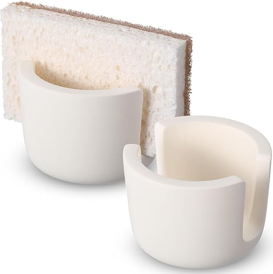 Geelin 2 Pack Diatomite Stone Sponge Holder for Kitchen Sink Absorbent Sponge Drying Rack Dish Organizer Kitchen Accessories Sink Tray(Beige)