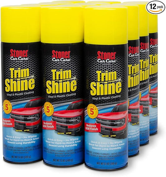 Stoner Car Care 91034-12PK Trim Shine – Vinyl and Plastic Protectant for Interior and Exterior Detailing, Restores OEM Color, Adds Shine, UV and Water Protection – 12 oz (Pack of 12)