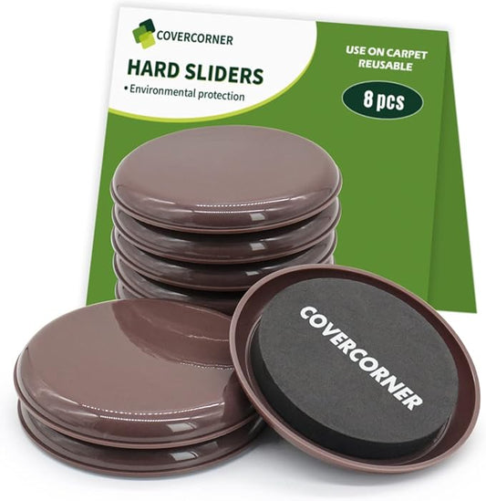 Furniture Sliders for Carpet 8 PCS - 4 3/4 inch Furniture Moving Slider Chair Legs Floors Protectors– Move Your Furniture Easy & Safely(for Carpet) Brown