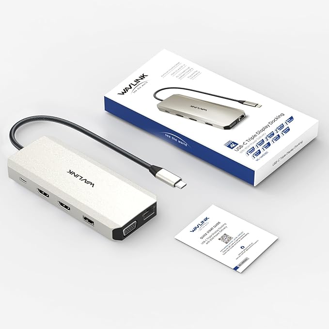 WAVLINK 12 in 1 USB C Docking Station Dual Monitor Triple Display with 2 HDMI, VGA, USB Type C Hub with 100W PD, Ethernet, 5 USB, SD/TF Card Reader, Audio, Work for Windows Laptop