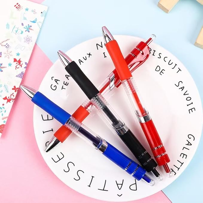 30PCS Retractable Gel Pens for Journaling, 0.5mm Ink Pens for School Office Suppliers, Fine Point Smooth Writing Pens. (Red)