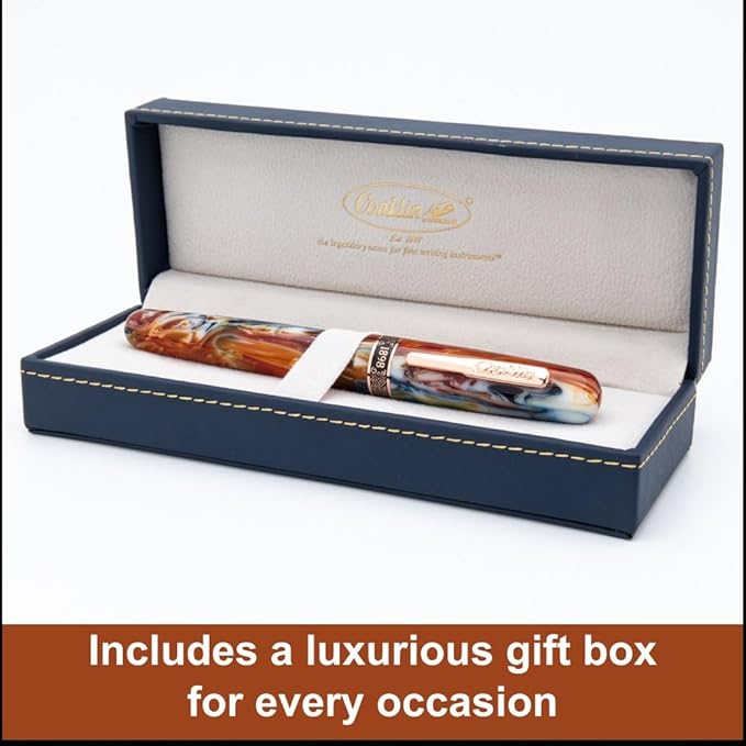 Conklin 1898 Fountain Pen, Misto Orange - Stub Nib | Unique Resin Pen with Luxury Design | JoWo Stainless Steel Nib Made in Germany | Ideal for Calligraphy Enthusiasts