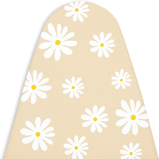 Encasa XO Ironing Board Cover and Pad 28"x12" - Thick 3mm Felt Padding, Drawstring Tightening & Lock, Easy Fit, Scorch & Stain Resistant, Fits Mini Ironing Board - Daisy Beige