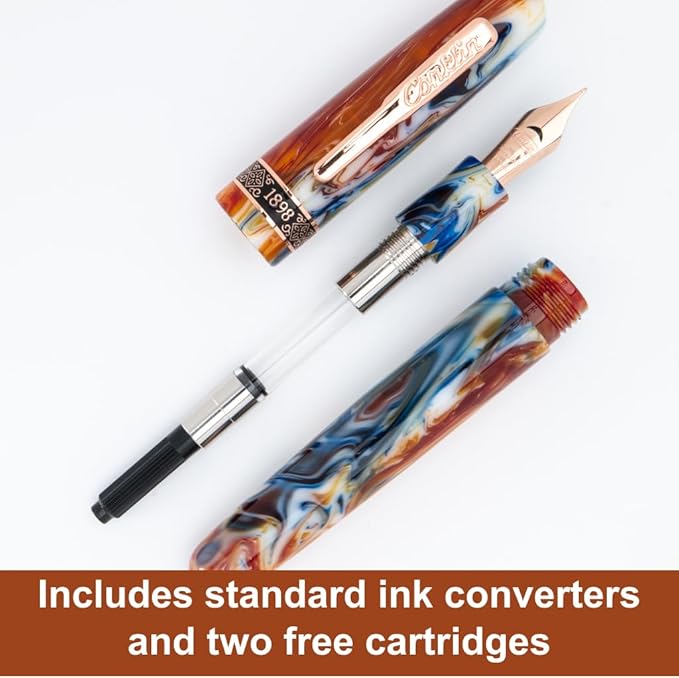 Conklin 1898 Fountain Pen, Misto Orange - Extra Fine Nib | Luxury Writing Instrument with Unique Resin Blend | JoWo Stainless Steel Nib Made in Germany | Ideal for Pen Enthusiasts
