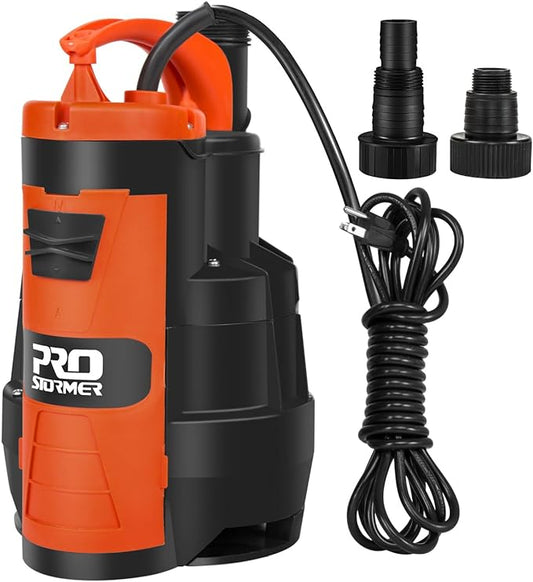 Sump Pump, Prostormer 3500 GPH 1HP Submersible Clean/Dirty Water Pump with Build-in Float Switch for Pool, Pond, Garden, Flooded Cellar and Irrigation