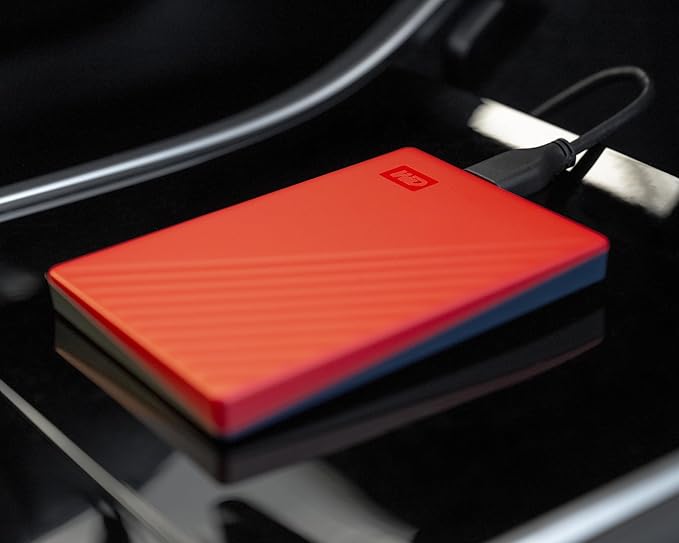 WD 4TB My Passport, Portable External Hard Drive, Red, backup software with defense against ransomware, and password protection, USB 3.1/USB 3.0 compatible - WDBPKJ0040BRD-WESN