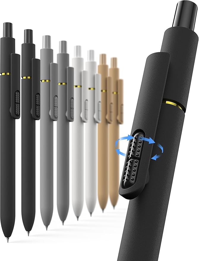8 Pcs Gel Pens - 0.7mm Fine Point Smooth Writing Black Ink, Quick-Dry Long Lasting Fidge Pens, School & Office Supplies for Men Women