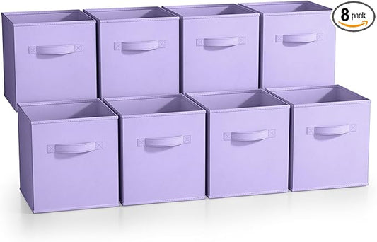 Sorbus Fabric Storage Cubes - 8 Foldable Storage Bins for Organizing Pantry, Cubbies, Toy Box - Clothes Storage & Closet Organizer - 11 Inch Collapsible Cube Baskets for Shelves with Handle
