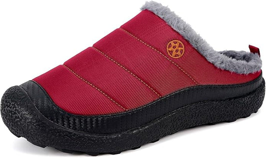 Womens Mens House Slippers Slip on Snow Winter Warm Fully Fur Lined Slippers Indoor Outdoor Shoes