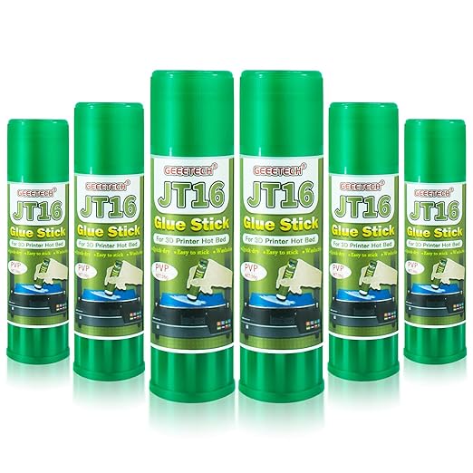 Geeetech 6pc 3D Printer Glue Sticks, 3D Printer Bed Adhesive for Hot Bed Printing, 36 Gram Each, Washable, PVP Solid 3D Print Glue Stick 3D Gloop for PLA/ABS/PETG/PC/PA/TPU