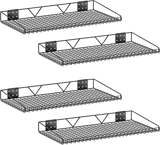 Garage Wall Shelving,4-Pack 12 Inch X 23.8 Inch,Can be Used for Garage, Closet, Laundry Room, Heavy Duty Wall Shelving, Holds Up to 65 Lbs (Black, 12"X23.8", 4)
