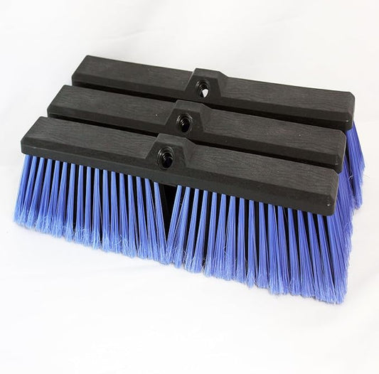 3PCS Push Broom Head Outdoor Large Stiff Bristle Broom Head - Excellent Cleaning Performance - Easy Installation Broom Head(Blue, 18 inches)