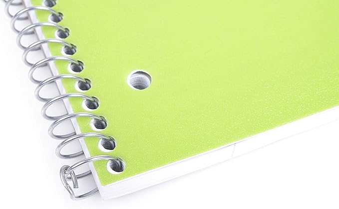 Mintra Office Durable Spiral Notebooks, 1 Subject, (Green, Wide Ruled 3 Pack), 100 Sheets, Poly Pocket, Moisture Resistant Cover, Strong Chipboard back, For School, Office, Business