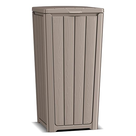 EasyUp Exterior Waste Bin with Cover, Weather-Resistant and UV-Protected Resin Garbage Container, Outdoor Receptacle for Terrace, Kitchen, Porch or Garden