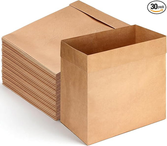 30 Pcs Trash Compactor Bags for Kitchen Pre-Cuffed Heavy Duty Kraft Paper Compactor Bags with Waterproof Liner Reinforced Bottom for Kitchen Use, 20.47 x 15.75 x 8.66"