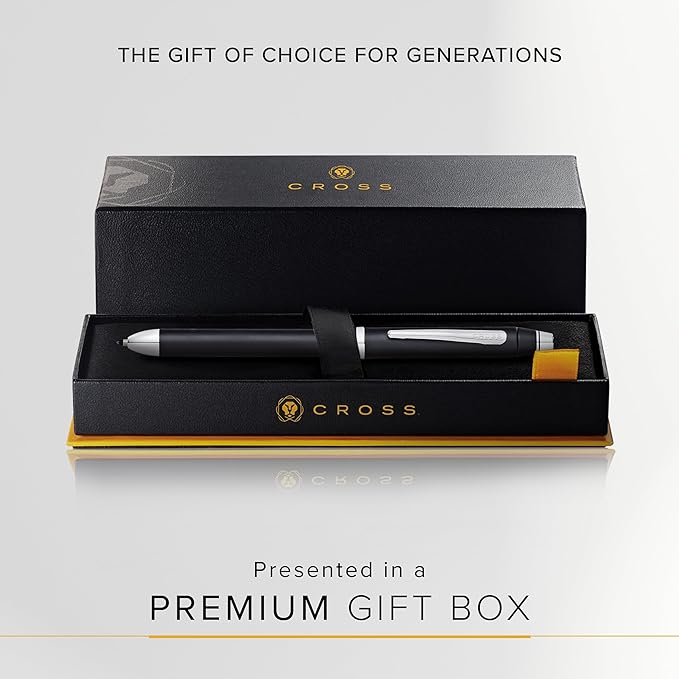 Cross Tech3+ Engraved Refillable Multi-Function Ballpoint Pen with Stylus, Medium Ballpen And Pencil, Includes Premium Gift Box - Satin Black