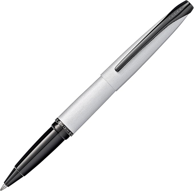 Cross ATX Refillable Rollerball Pen Presented in a Luxury Gift Box - Medium Point, Black Ink, Sandblasted Chrome