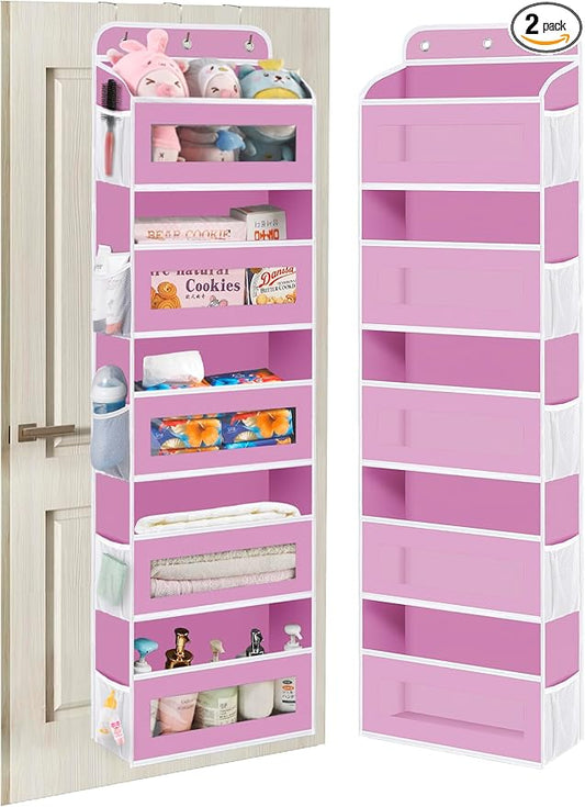 Over The Door Organizer, 5 Shelves Closet Door Hanging Organizer with 10 Mesh Pockets, Nursery Closet Organizer, Baby Essentials, Dorm Room Essentials for Girls