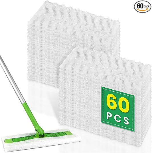 60 Count Dry Sweeping Cloths Compatible with Swiffer Sweeper Heavy Duty Pet Pads Refills Cleaning Dust and Hair,Disposable Mop Pads Refills