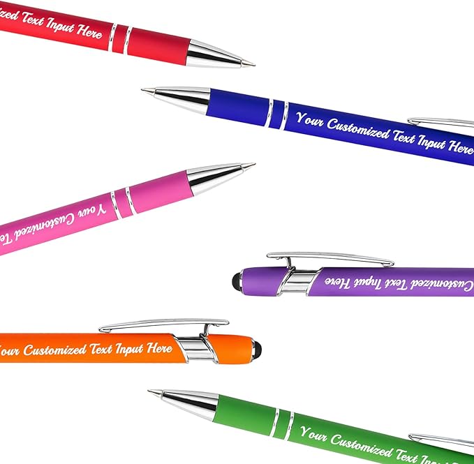 Personalized Ballpoint Pen, 150 Pcs, Custom Engraved with Name or Logo, Smooth Black Ink, Touch Tip Design, Ideal for Office, School, Gifts