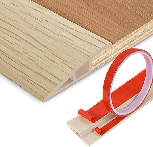 Floor Transition Strip Vinyl Door Threshold Ramp Self Adhesive Carpet Edging Strip Doorway Edge Trim, Overlap Edge Reducer for Laminate Carpet, Floor, Tile (Yellow Wood, 3/5" to 4/5", 3.3Ft)