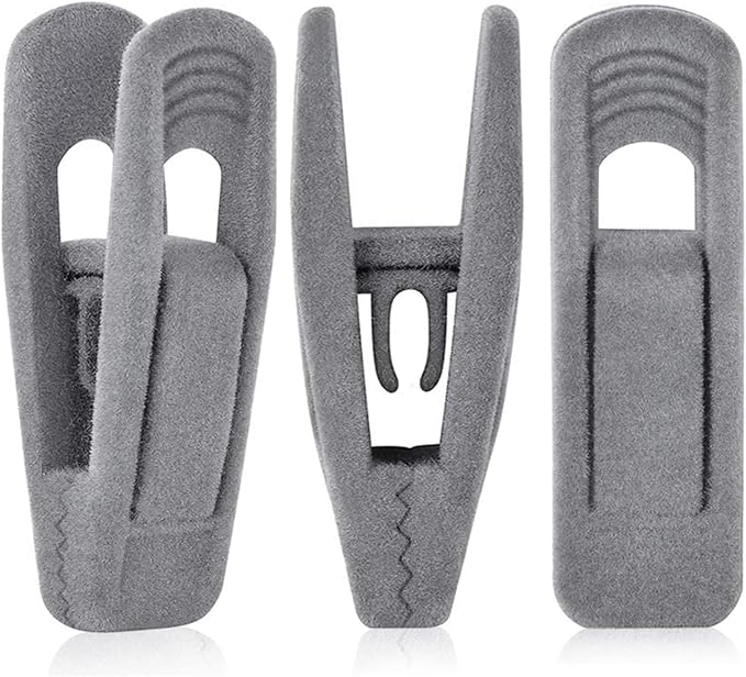 Grey Velvet Hangers Clips (80-Pack), Non-Slip Strong Velvet Hangers Clips for Velvet Skirt Hangers, Velvet Pants Hanger Velvet Clips Fit for Thin Velvet Clothes Suit Hangers