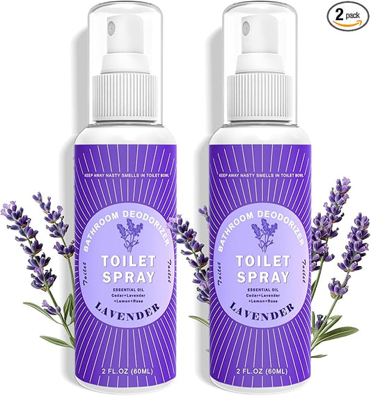 Toilet Spray Travel Size Lavender, Air Freshener Bathroom Spray, Up to 240 Uses, 2 Pack