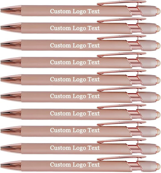 Custom Engraved Ballpoint Pens Bulk, Personalized with Name/Logo, Black or Blue Ink, Smooth Writing for Office, School, Business, Church, Reunion100 Pcs Rose Gold