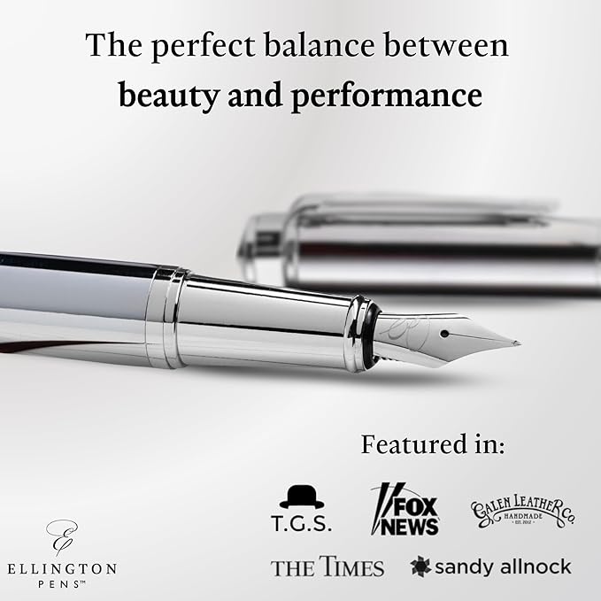 Luxury Fountain Pen Set- Fountain Pens for Writing - Smooth Fine Nib - Includes Refillable Ink Converter, 3 Ink Cartridges [Black & Blue], Gift Box - Elegant Calligraphy