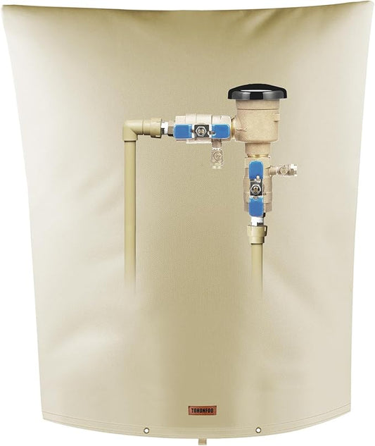 Backflow Preventer Pipe Insulation Cover (5°F) - Irrigation Sprinkler Valve Insulated Pouch - Water Well Pump Cover - Sturdy 5 Layers for Winter Freeze Protection, 24" W x 36" H, Beige