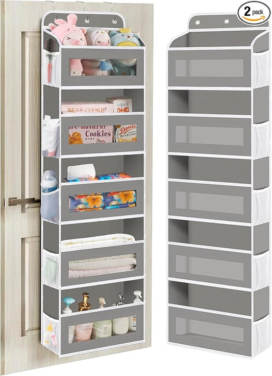 Over The Door Organizer, 5 Shelves Closet Door Hanging Organizer with 10 Mesh Pockets, Nursery Closet Organizer, Baby Essentials, Dorm Room Essentials for Girls