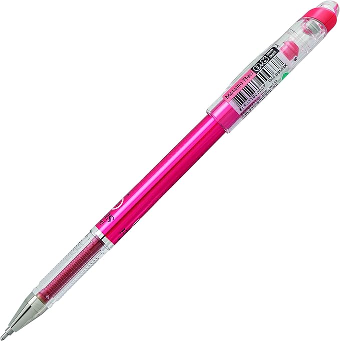Pentel Arts Slicci Metallic 0.8 mm Needle Tip Gel Pen, Metallic Red Ink, Box of 12 (BG208-MB)