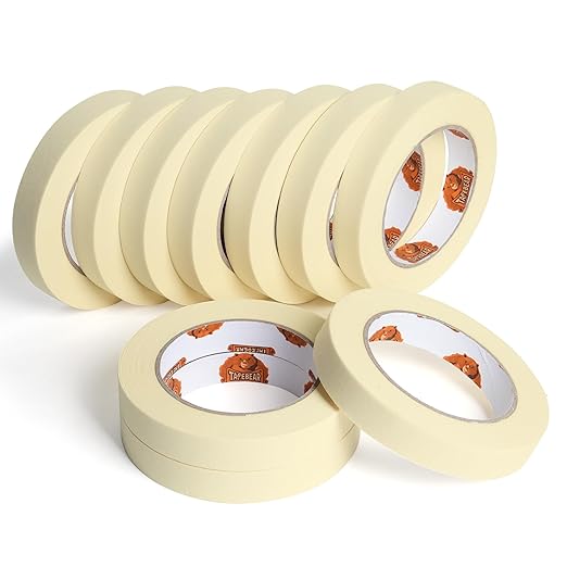 General Purpose Masking Tape 0.7 Inches x 60 Yards, Beige White Painters Tape for Painting, Labeling, DIY Arts Crafts, Home Office School Projects, 10 Rolls