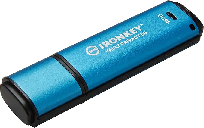 Kingston IronKey Vault Privacy 50 16GB Encrypted USB | FIPS 197 | AES-256bit | BadUSB Attack Protection | Multi-Password Options | IKVP50/16GB