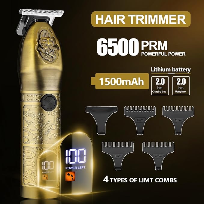 RESUXI Professional Hair Clippers for Men T-Blade Trimmer Electric Shavers Razor Set,Cordless Beard Trimmer for Men Barber Clippers for Hair Cutting Grooming Kit