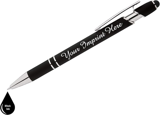 Up to 500 Pcs Custom Pens Bulk | Rainbow of Colors | Soft-Touch Metal Black Ink Personalized with Name or Message (Black, 300 pcs)