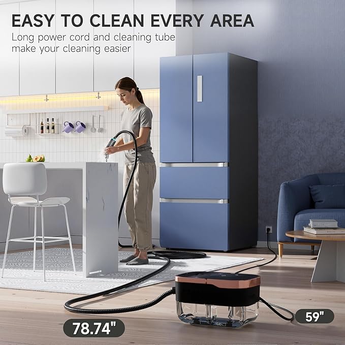 Steam Cleaner, Portable Steamer for Cleaning, Multipurpose Cleaning Steamer with Replacement Heads for Home, Dirt, Grease, Grout, Tile,Floor, Car Detailing