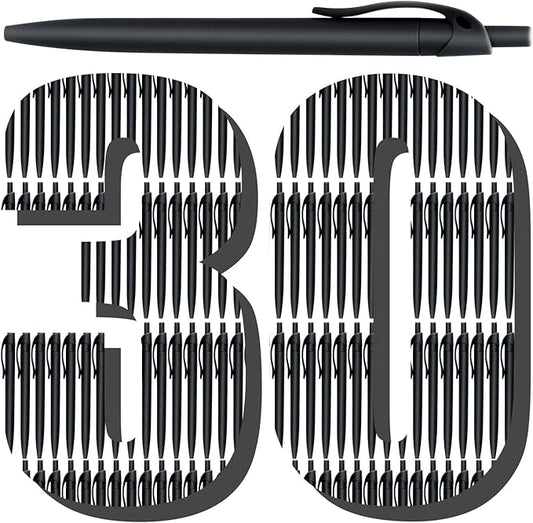 Aozora Pens Bulk 30 Pack Black Click Pens No Bleed Wholesale Retractable Ballpoint Pens Medium Point,Smooth Ink Pens for Journaling School Office Supplies 1.0MM Black Ink