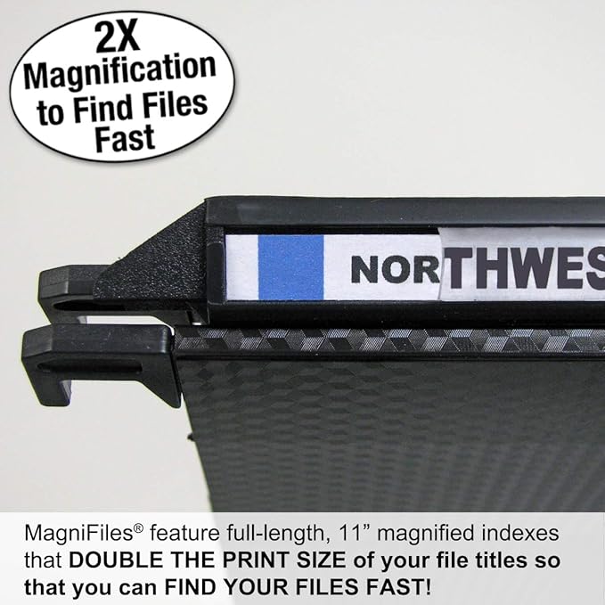 Ultimate Office MagniFile Hanging File Folders (Black, 1/2" Box-Base, Set 2)