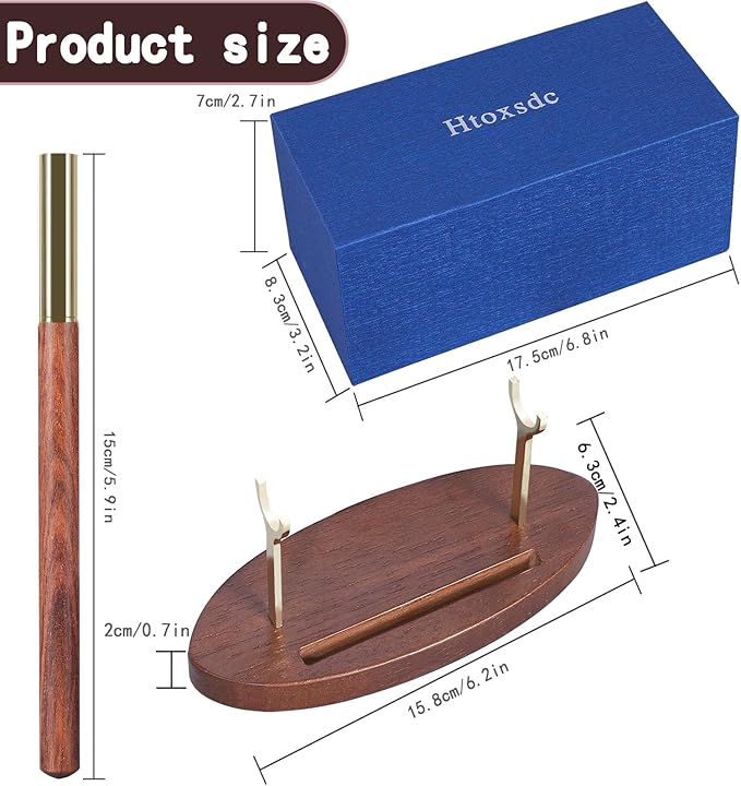 Pen Holder Desk Organizers and Accessories Desk Decor ，Exquisite Wooden Pen Holder ，with a Cool Pen and Two Refills for Office and Home (Style B)