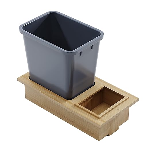 Dowell B15 Wood Base Wastebasket Pullout with 20Qt Plastic Bin (4006 0115)