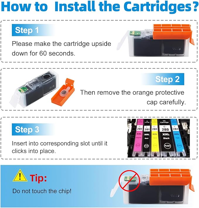 CLI281 CLI-281 XXL Magenta Ink Cartridge Replacement for Canon CLI-281XXL Magenta Work with Canon PIXMA TR7520 TR8520 TS6320 TS8120 TS8320 TS9120 (3X CLI-281XXL M)