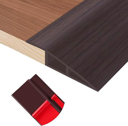 Floor Transition Strip Self Adhesive Vinyl Door Threshold for Doorways Carpet Edging Trim Overlap Edge Reducer for Laminate Floor, Carpet, Tile (Dark Walnut Grain, 2/5" to 3/5", 10Ft)