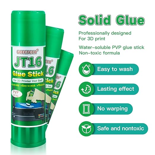 Geeetech 6pc 3D Printer Glue Sticks, 3D Printer Bed Adhesive for Hot Bed Printing, 36 Gram Each, Washable, PVP Solid 3D Print Glue Stick 3D Gloop for PLA/ABS/PETG/PC/PA/TPU