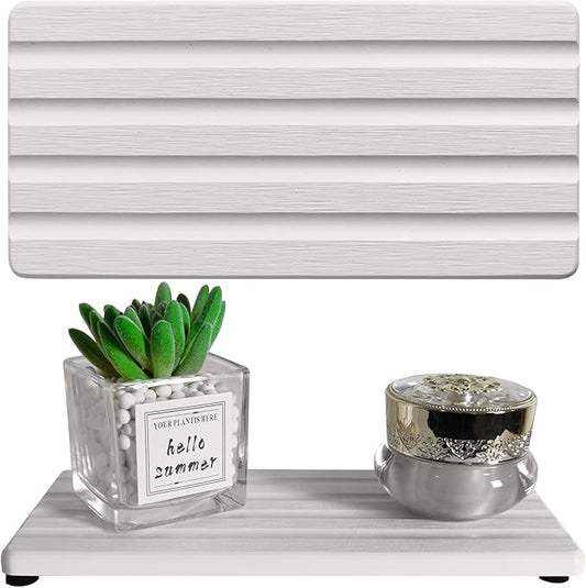 Diatomite Soap Dish, Water Absorbing Stone Tray, Kitchen Sink Organizer, Fast Drying Counter Holder (White, 9.5" x 4.7"/24 x 12cm)