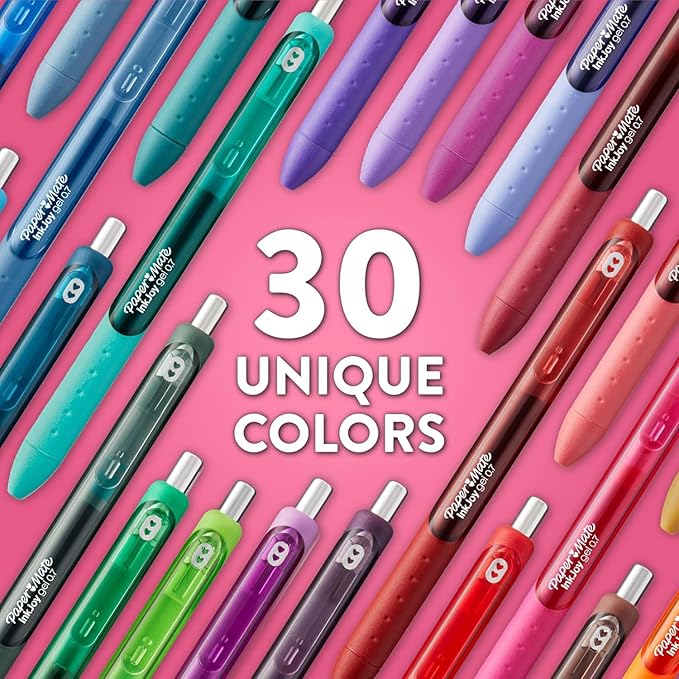 Paper Mate InkJoy Gel Pens, Bright Blue Ink, Medium Point (0.7mm), 3 Count, Bundle with Plastic Reusable Pouch